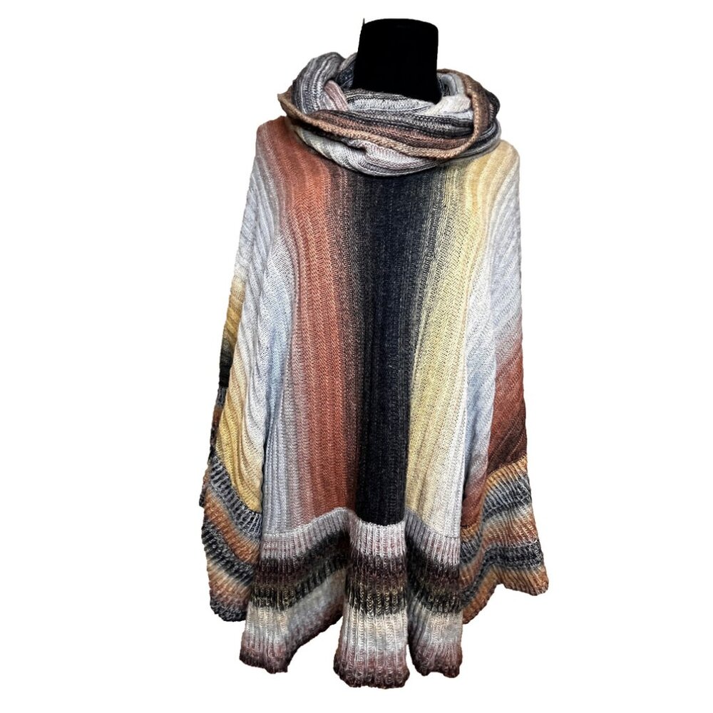 Two Sisters Cowl Neck BoHo Poncho Sweater Fall Lagenlook OS Fall Hippie Ren Fair